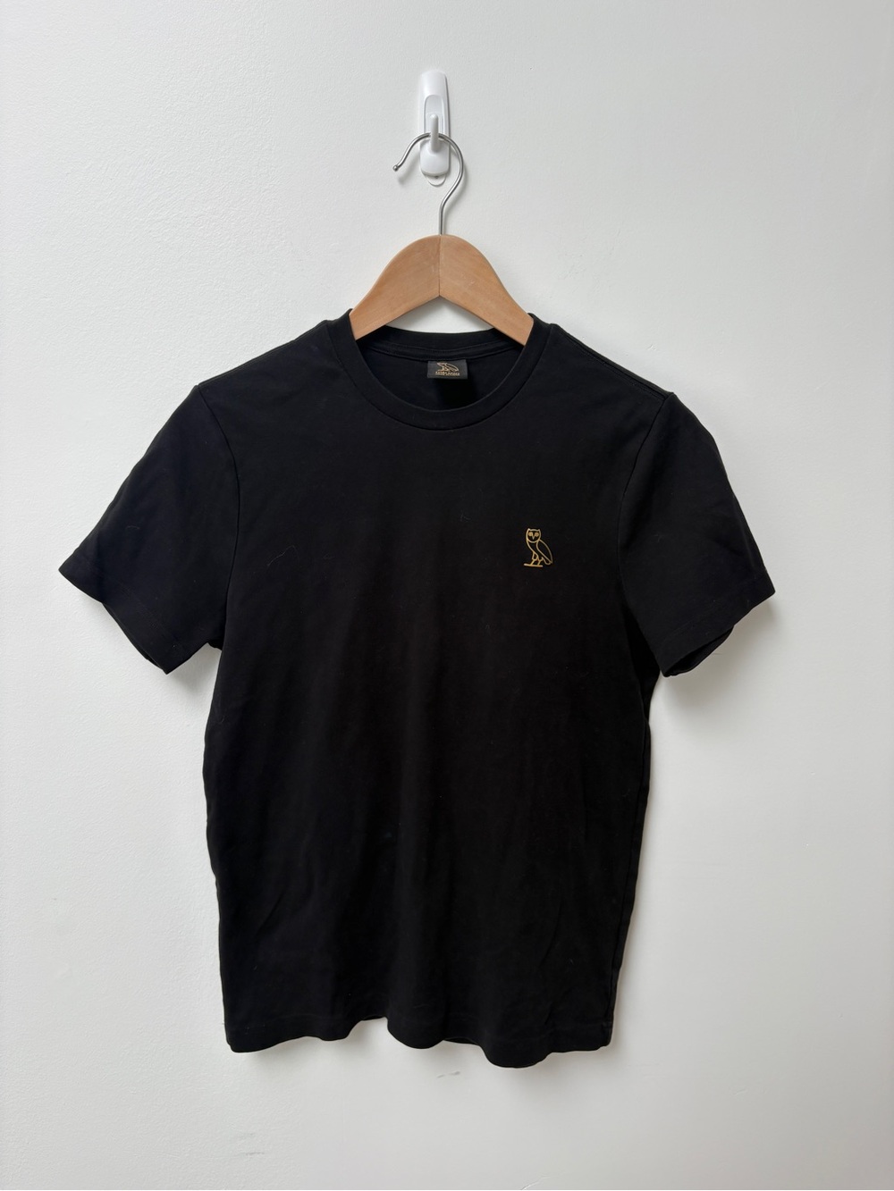OVO Women's Black Short-Sleeve Tee with Gold Owl Logo